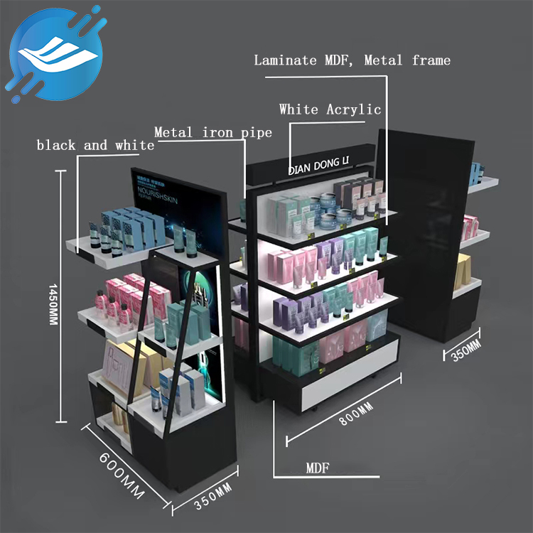 Soporte de exhibición personalizado de productos para el cuidado de la piel con piso de acrílico y metal (5)
