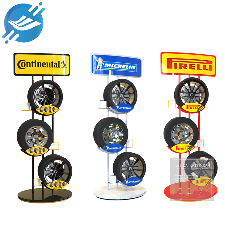 חנות קמעונאית מותאמת אישית מעמד תצוגת גלגלי פלדה ממתכת בעמידה רצפה לצמיגים אוטומטיים (5)