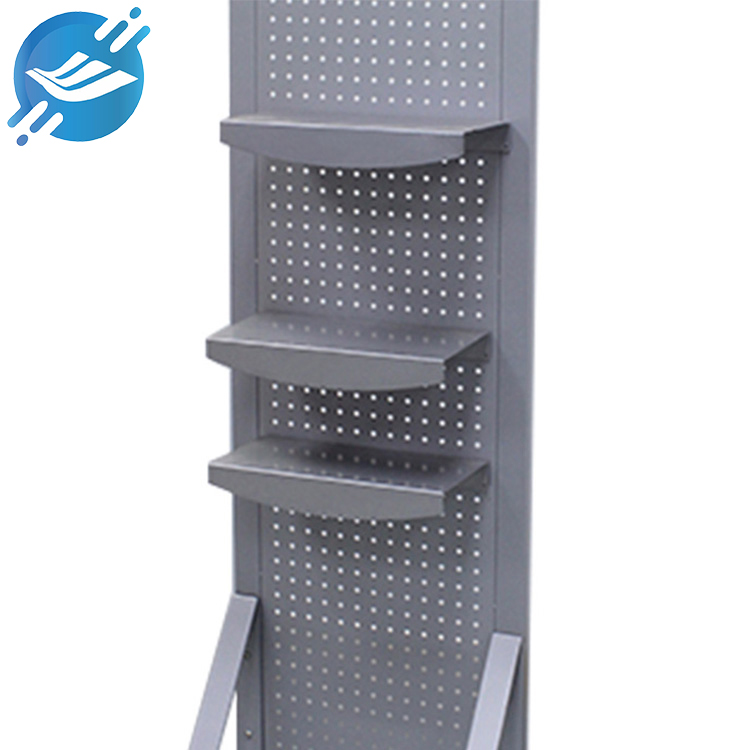 Metal Pergboard Triangular Bottom Bracket Floor Standing Shoe Display Rack (5)