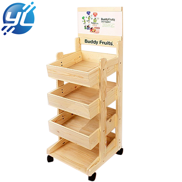 Square Tube Retail Store Wood Floor Locker Fruit Snack Display Stand Featured Image