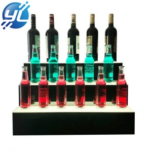 Step type beverage display table na may black acrylic LED light