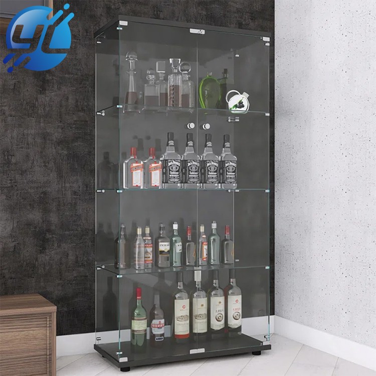 Wooden tempered glass floor-to-ceiling wine book doll trophy display cabinet Featured Image