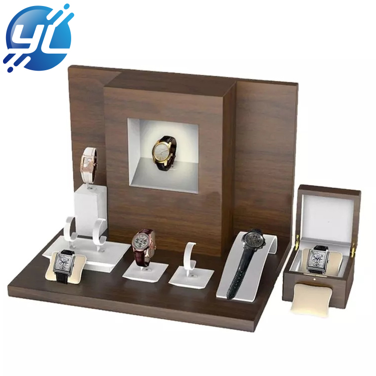 Customized Excellent Quality Watch Display Rack Counter Wood Watch Display Stands