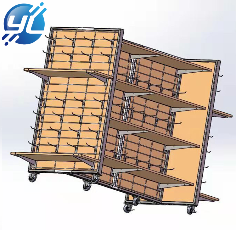1. Floor display shelves made of metal and MDF
2. Supermarket shelving for a wide range of uses
3. High load bearing capacity, hardware is powder coated at high temperature to prevent rusting
4. Locking screw design, strong and durable
5. Castors at the bottom, free to move and the shelves can be adjusted freely