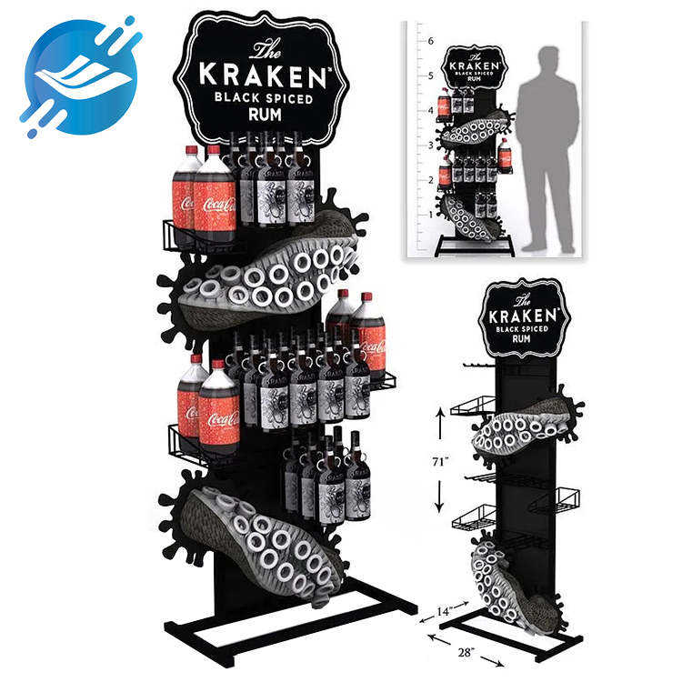 1. Beverage display racks are usually made of metal, which is durable and reusable
2. They tend to have wheels or a foldable design for easy movement and storage
3. The structure and style can be customized according to different needs
4.Single side display with hook and basket
5. Strong load-bearing capacity, can bear 30KG
6. Black and white color matching, unique design
7. Six layers of storage, large capacity
8. Display various drinks
9. Suitable for many occasions
10. Customized service