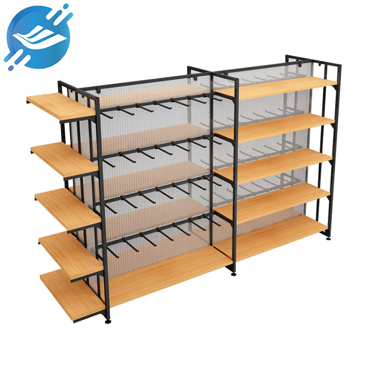 1. Nakajima shelves are made of metal, PVC, MDF
2. Display products on four sides
3. There are drawers at the bottom of the main frame
4. Bottom leveling feet or casters
5. The laminated board is made of MDF board with metal hooks and transparent PVC board in the middle
6. Strong and durable structure, long service life, easy to clean
7. Suitable for a variety of product display, such as snacks, condiments, kitchen utensils, toys, beverages, coffee, etc.
8. Suitable for supermarkets, specialty stores, cultural and creative stores, warehouses, etc.
9. With customization and after-sales service