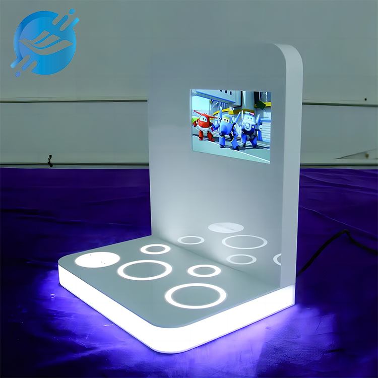 1.Material: metal, acrylic, LED display, light guide plate
2. Desktop display stand, light and easy to move
3. LED display repeats the function, characteristics and usage of the product
4. Simple and atmospheric structure
5. Free design or processing of drawings
6. White light on the bottom
7. Wide range of display categories
8. Wide range of application scenarios
9. Customized service and after-sales feedback processing function
10.KD transport