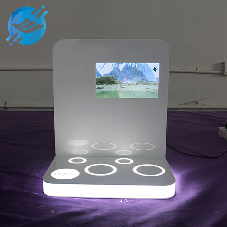 1.Material: metal, acrylic, LED display, light guide plate
2. Desktop display stand, light and easy to move
3. LED display repeats the function, characteristics and usage of the product
4. Simple and atmospheric structure
5. Free design or processing of drawings
6. White light on the bottom
7. Wide range of display categories
8. Wide range of application scenarios
9. Customized service and after-sales feedback processing function
10.KD transport