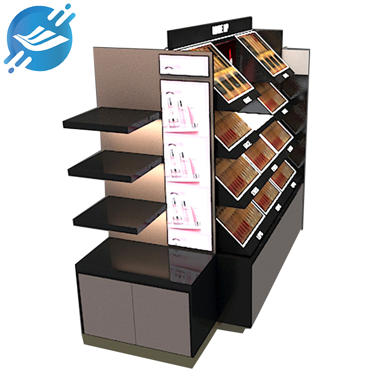 Customized Wooden double-sided floor standing cosmetic display cabinet (6)
