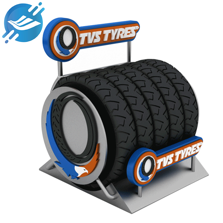 Customized retail store metal steel wheel display floor standing auto tyres display stand (7)