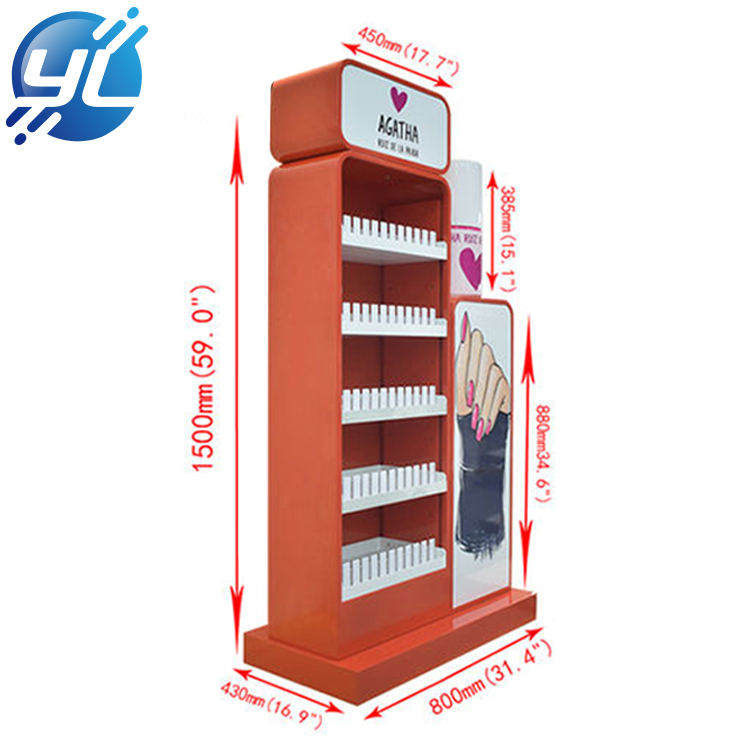 1. Nail polish display stand: made of metal + acrylic combination
2. Bottom bearing capacity, strong and durable
3. A total of 4 layers can hold a variety of products
4. Free technical appearance renderings
5. Easy to clean