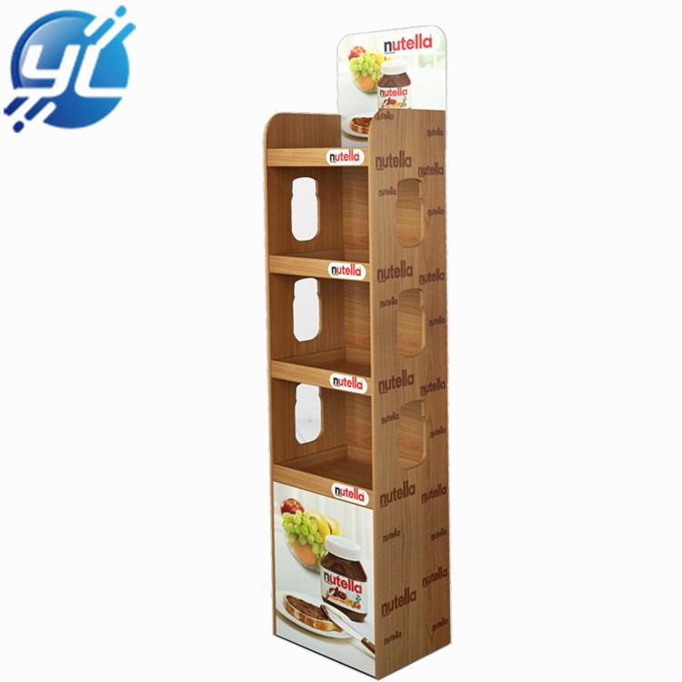 Floor Wooden Snack Can Jam Display Stand for Store