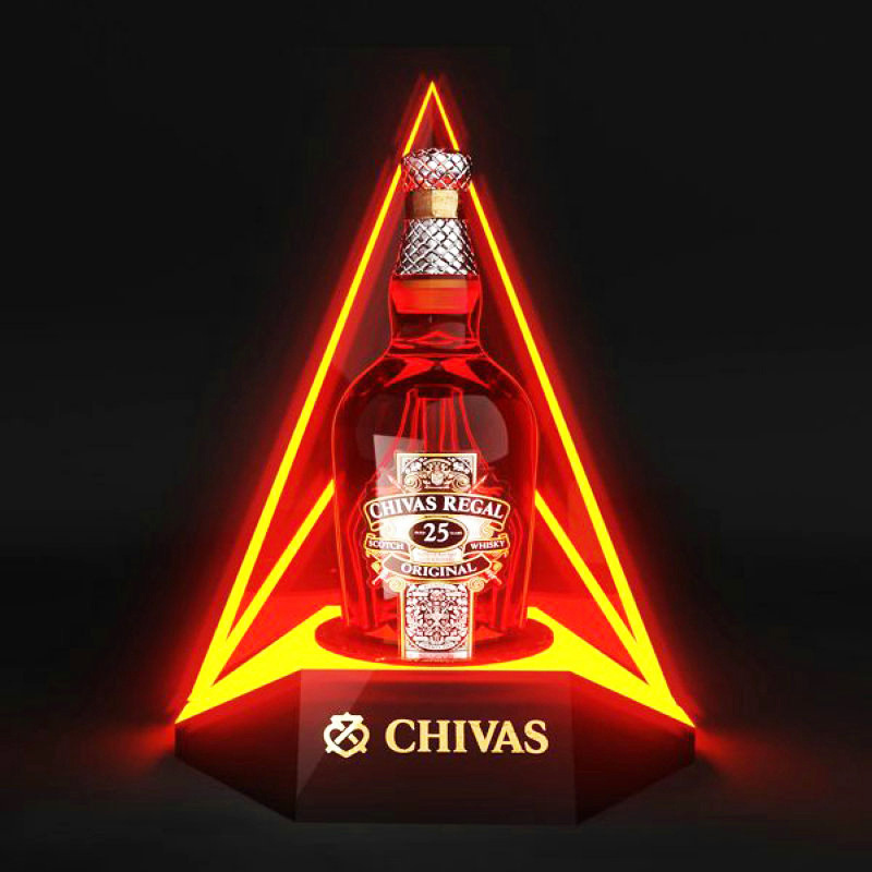 Alkohola pudeļu displeja LED plaukts — 2 pakāpju daudzkrāsains apgaismots stieņa statīvs, 16 collas (2)