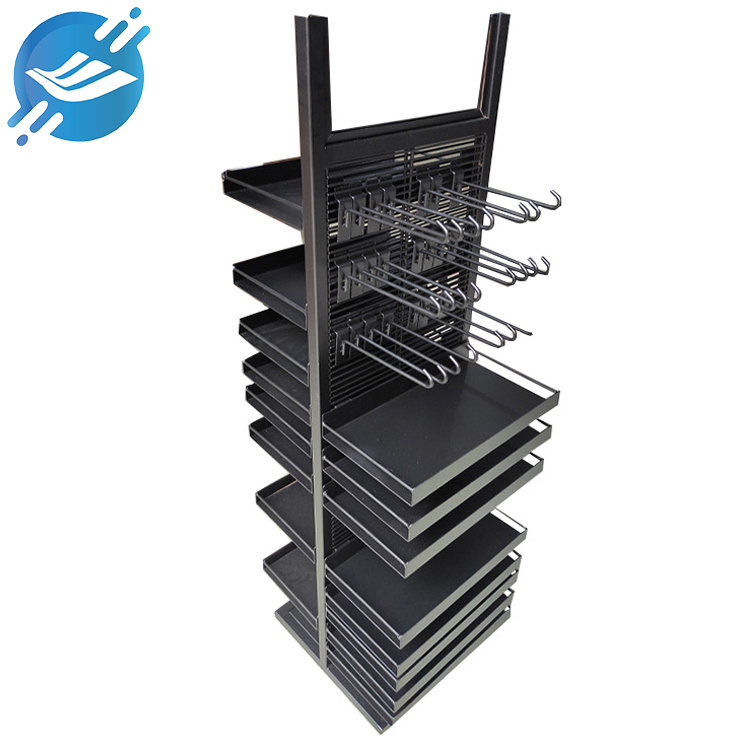 1. Wide range of scenes, suitable for cosmetic shops, beauty salons, kitchenware, etc.
2. Made of metal, sturdy and durable.
3. Strong weight-bearing capacity.
4. Double-sided design with large capacity
5. Combined design of plate layer and hook.
6. KD transport.
7. Easy to clean.
8. Customised.