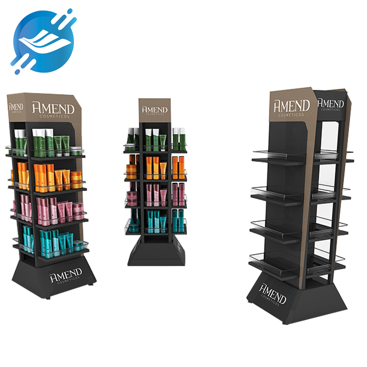 1. The shampoo display stand is made of metal
2. Strong load-bearing capacity, each layer has guardrails to protect products from slipping
3. Single-sided, double-sided, multi-sided design
4. There are leveling feet at the bottom to protect the stability of the display stand and protect the ground from scratches
5. Free design or drawing processing
6. Wide applicability, can display hair mask, cleaning supplies, snacks, candies, etc.
7. Mostly used in supermarkets, shopping malls, beauty salons, etc.
8. With customization and after-sales service