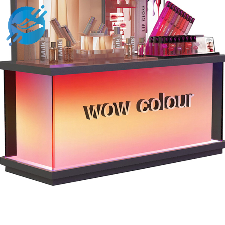 1. Material: metal & acrylic & LED
2. Rich colours, fluted design
3. Large capacity, can hold 30-50 pieces of lip gloss
4. Backdrop can be replaced
5. Free design or processing by drawing
6. Strong and durable structure, not easy to fade, dust-proof, moisture-proof, rust-proof, corrosion-proof
7. Can be displayed in multiple categories, combining lip glaze and foundation
8. Suitable for lip gloss, lipstick, foundation, powder, perfume, cosmetics, etc.
9. Suitable for supermarkets, shops, shopping centres, department stores, boutiques, etc.
10. With customisation and after-sales service
