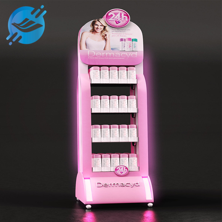 1. The cosmetic display stand is made of metal, MDF, acrylic, LED, LCD display
2. Strong and durable structure, strong stability, with drawers
3. The display screen can repeatedly display the product's functions, features, usage methods, etc.
4. Multifunctional display rack, can be displayed and stored
5. The base is equipped with flat feet or casters, balanced display stand, easy to move
6. Each display layer has grooves
7. Various styles, unique and novel designs
8. Strong practicability, displaying a variety of products
9. Applicable to various scenarios
10. With customization and after-sales service
