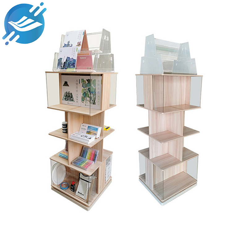 1. Book display stand made of wood & acrylic & aluminum turntable
2. The design is simple, fashionable and high-end
3. Display on both sides, can be rotated 360 degrees, and each layer is placed in a clear layer, which is more convenient to pick up
4. Acrylic box, dustproof, moistureproof, easy to clean
5. Long service life, not easy to fade
6. Rounded corners, not easy to scratch, simple structure, easy installation,
7. Accept ODM, OEM