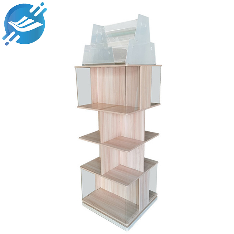 POP double-sided rotating wooden book display stand (4)