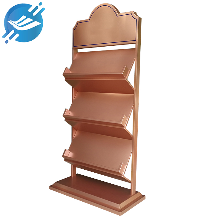 1. The poster display stand is made of metal
2. Each layer is inclined at 45 degrees to prevent posters from falling
3. The overall design is practical, the structure is strong and stable
4. Free design or drawing processing
5. Painted rose gold, environmentally friendly, colorless and odorless, anti-rust, dust-proof, moisture-proof, not easy to fade
6. It can display posters, books, advertising brochures, snacks, etc.
7. Used in bank halls, cafes, conference rooms, offices, etc.
8. With customization and after-sales service
9. Accept ODM, OEM