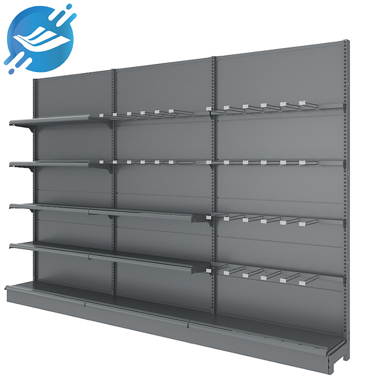Single-material metal perforated floor-to-ceiling product display stand (5)