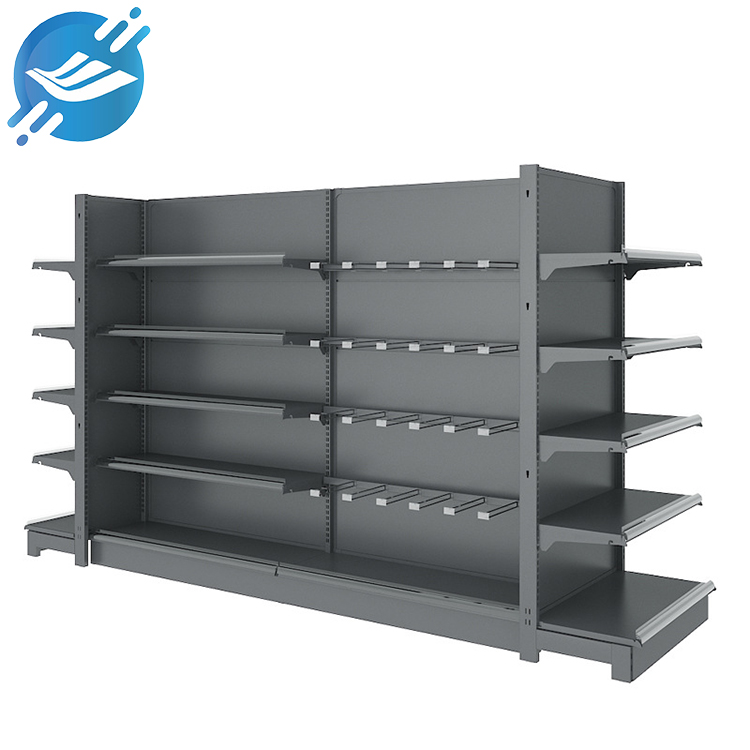Single-material metal perforated floor-to-ceiling product display stand (6)