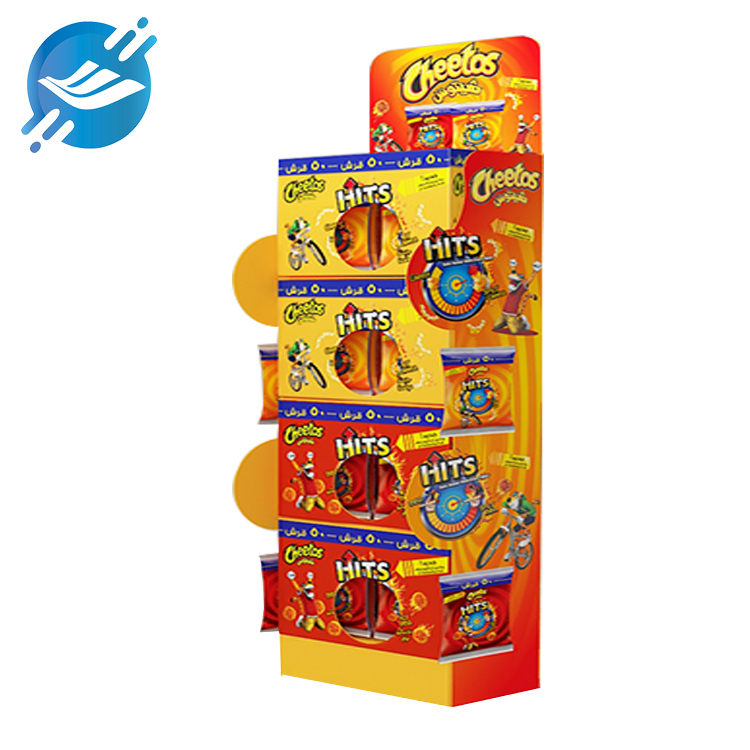 1. Snack display rack is made of paper
2. Green, environmentally friendly and recyclable
3. Lightweight and easy to move
4. Bright colors, eye-catching
5. Single-sided display, small footprint
6. Large capacity, limited load-bearing capacity, generally cannot exceed 6KG
7. High applicability, displaying a variety of products
8. Many application scenarios
9. With customized and professional after-sales service