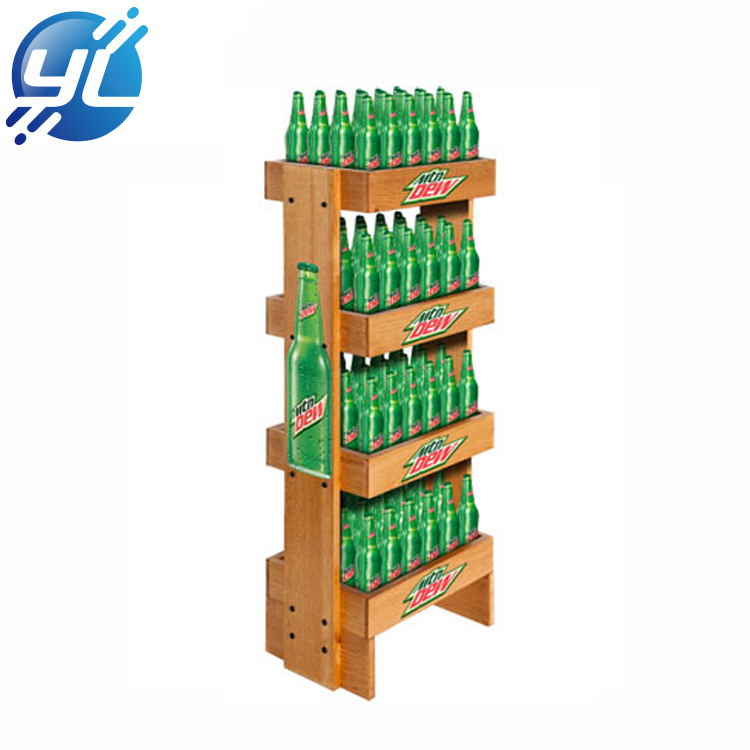 custom standing wooden drink beer beverage retail display rack cosmetic wood shelf display racks