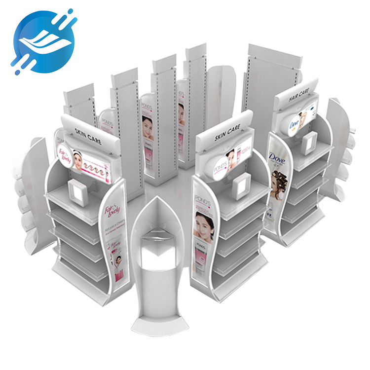 1. The cosmetic display stand is composed of metal, acrylic, MDF, LED, LCD display
2. There are several shelves spliced together
3. Strong structure, strong, durable and stable
4. Strong bearing capacity, each layer has an acrylic baffle to prevent the product from slipping
5. There is an LCD screen on each floor, introducing product functions, features, product usage, etc.
6. Install LEDs inside the outer frame
7. Install leveling feet at the bottom
8. Free design
9. Strong applicability
10. Many application scenarios
11. With customization and after-sales service