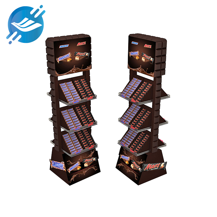 1. The chocolate snack rack is made of acrylic material, and the shelves are made of metal fences and acrylic bottom plates, which is safer and more solid.

2. Process: cutting, welding, hot bending, pasting, etc.

3. Two designs, choose according to different needs.

4. Large capacity, at least three floors, and single and double-sided display can be designed

5. Each layer will be appropriately tilted to facilitate better display and placement.

6. The main color is brown, which fits the product packaging.

7. Wide applicability, displaying multiple types of products

8. Wide range of application scenarios

9. Have customization and after-sales service