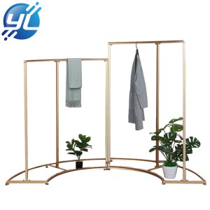 Newly Arrival Rotating Shoe Display Stand - Boutique Display Rack Shiny Gold Garment Shelf Women Clothing Store Clothes Display Stand – Youlian Display