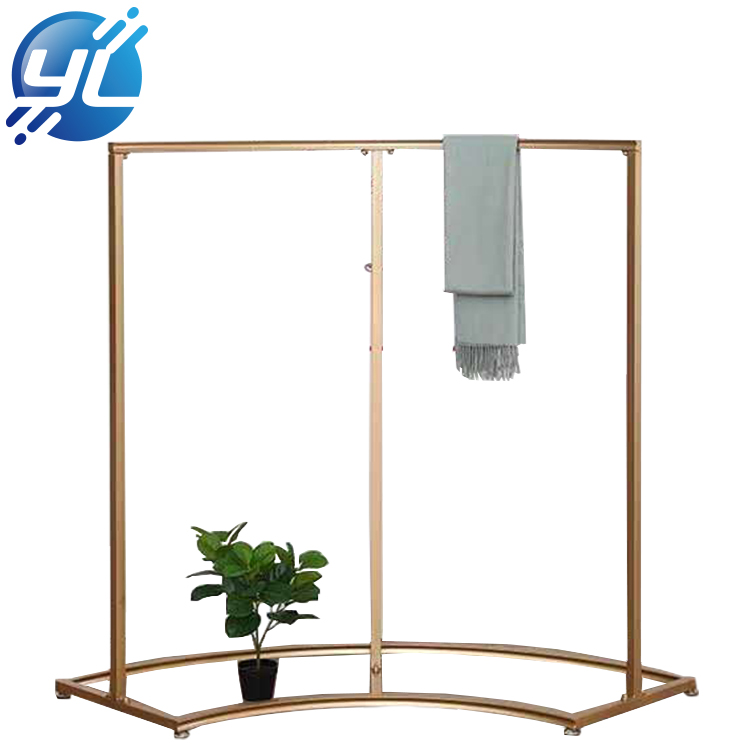 Boutique Display Rack Shiny Gold Garment Shelf Women Clothing Store Clothes Display Stand