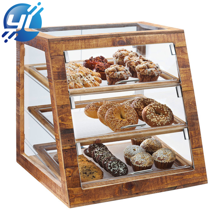 Food display shelf: made of solid wood and acrylic
Large storage space
Wide range of applications
Thickened acrylic board, not easy to break, safe and sanitary, tightly sealed edges, isolate mosquitoes, flies
Rounded edges and corners, fine polishing
Transparent acrylic, easy to identify food
Source manufacturers, professional customization