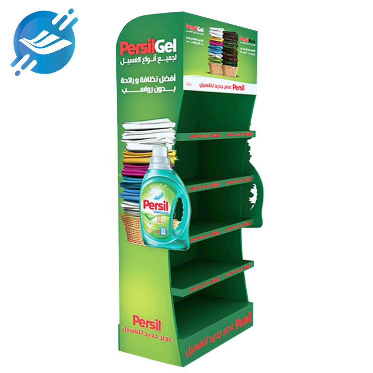 1. The laundry detergent display stand is made of cardboard
2. The material is green, environmentally friendly, recyclable, and low in cost
3. Novel shape, bright color
4. Free design
5. Small footprint, easy to move
6. The load-bearing limit cannot exceed 8KG
7. Wide applicability
8. Many application scenarios
9. With customization and after-sales service